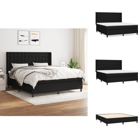 Boxspringbett mit Matratze Schwarz 180x200 cm Stoff - Boxspringbett - Doppelbett - Schlafraum - Bettgestell - Bettenausstattung (1/5)