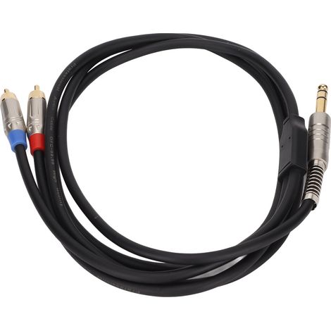 Câble de division TRS 6,35 mm mâle vers 2 RCA mâle, longueur 1,8 m pour microphone et équipement audio