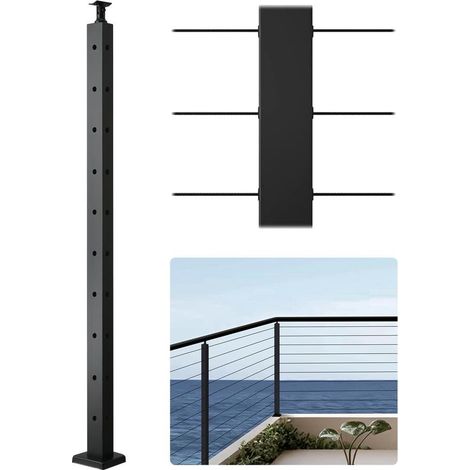 Pour balustrade et main courante, poteau rampe d'escalier à câble facile à installer avec support incurvé (1/5)