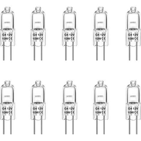 APEX Lot de 10 Ampoule Halogène G4 10W 12V Lampe de Base à Broche Halogène , Blanc Chaud 3000K [Classe énergétique G] (1/5)