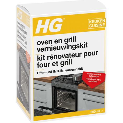 Kit rénovateur gel pour four et grill 600 ml – Élimine résidus brûlés – Formule ultrapuissante pour surfaces verticales – HG