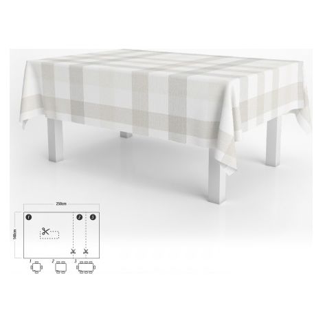Tovaglia Antimacchia Tela Cerata Rettangolare 140 x 250 cm. Quadrati beige (1/4)