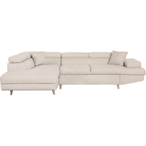 Canapé d'Angle Gauche Convertible "Tean" 271cm Beige (1/5)