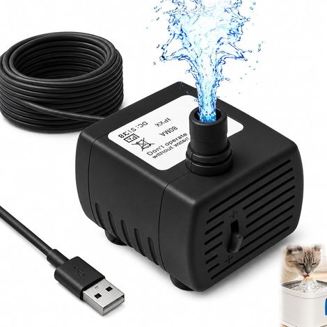 Mini Pompe À Eau Submersible Usb Câble1.5M 200L/H 3W Ultra Silencieuse Noir (1/5)