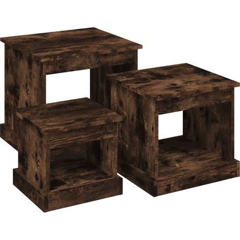 Tables gigognes 3 pcs chêne fumé bois d'ingénierie (1/5)