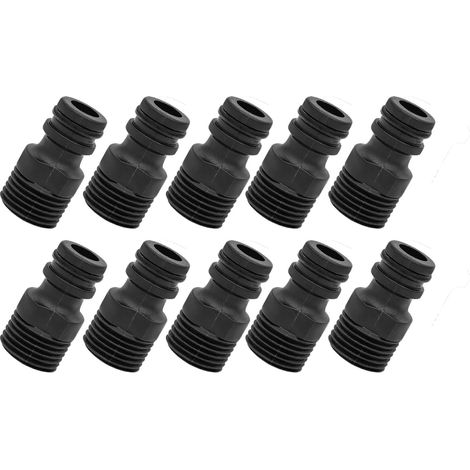 Lot de 10 connecteurs de robinet de tuyau d'arrosage, 1,27 cm BSP extérieur à 4 points filetés pour robinet fileté, connecteur rapide (1/5)