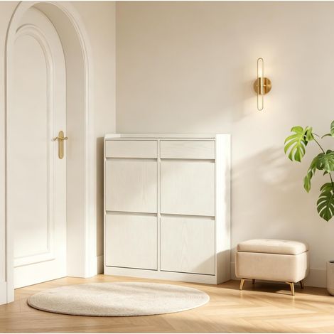 Zapatero 98 x 19,2 x 95,3 cm blanco de MDF y aglomerado para recibidor - CHICFURN (1/5)