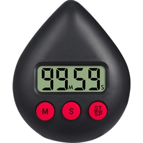 Digitaler Duschtimer mit Alarm und Saugnapf – 6,5 x 8 x 2,2 cm – Schwarz für Bad und Küche