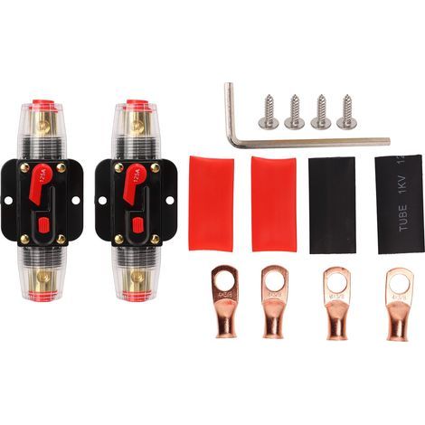 Disjoncteur en ligne 12-24V avec porte-fusible à réinitialisation manuelle, cosses de batterie, tubes thermorétractables pour système Audio de bateau de voiture 125A (1/5)