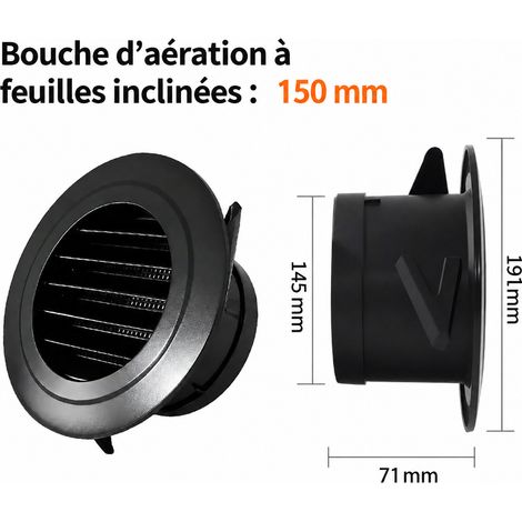 Grille de ventilation persienne inclinée noire-150, grande usine, qualité garantie, 21 × 21 × 8 cm, 159 g – Livraison gratuite