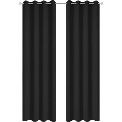 2 Pièces Rideaux Occultants Thermiques pour Salon - 140x240cm - Noir (1/4)