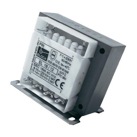 BLOCK EL 28/12 Trasformatore di comando, Trasformatore d'isolamento, Trasformatore di sicurezza 1 x 230 V/AC 2 x 12 V/A
