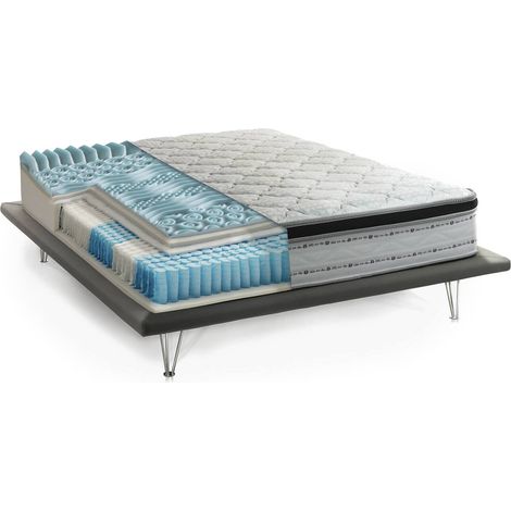 Talamo Italia - Materasso matrimoniale Atir, Sfoderabile in Memory Foam+Gel e Molle insacchettate, 100% Made in Italy, Anti acaro e Anallergico, Cm 160x200h27