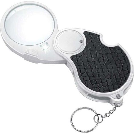 Lente d'ingrandimento tascabile illuminata 5x - Diametro 45 mm, pieghevole - Per leggere monete/hobby/viaggi - Piccola e portatile - Per appassionati e viaggiatori -Crezuo