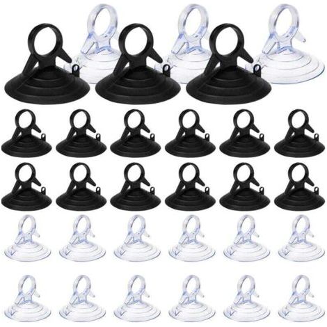 60 Pieces Suction Cup Sunshades, 45mm Suction Cups Without Hooks, PVC Mini Suction Cups, Transparent and Black Suction Cups, Suction Cups for Windows