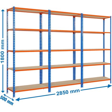 Simonrack Maderclick 5/500 Set di 3 Mensole Blu Arancione