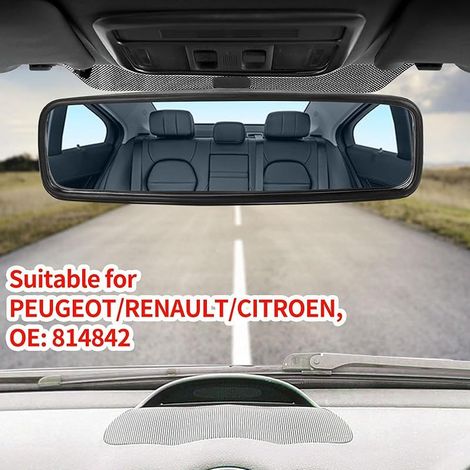 Miroir Intérieur de Voiture 814842, Rétroviseur Voiture Remplacement Panoramique, Rétroviseur Conduite Accompagnée Boîtier ABS épaissi pour Peugeot 107/206/106, Toyota Aygo, Citroën C1, Clio 1/3