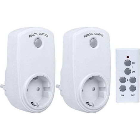 [NEVER USED] Set of 5 Programmable Electrical Outlets, Wireless Remote Controlled Outlets with 2 Remote Controls, 2 Batteries Included, 30M Control Distance