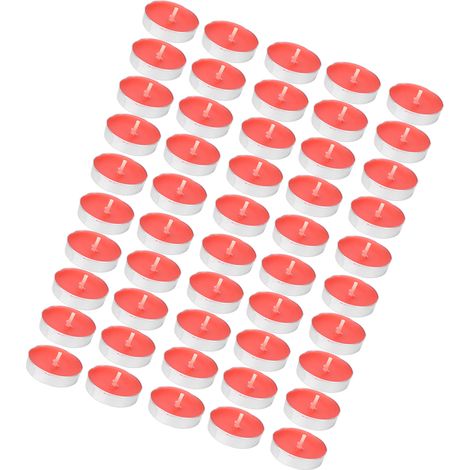 Bougies chauffe-plat rouges x50, combustion prolongée 2h, sans fumée, décoratives pour fête, lot de 50 pièces (1/5)