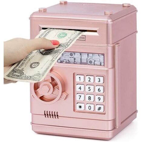 Coffre-fort électronique pour distributeur automatique de billets adapté aux enfants, rose (1/5)