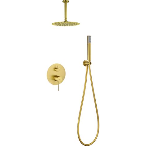 Conjunto ducha monomando empotrado Piamonte oro cepillado [ IMEX® ] (1/2)