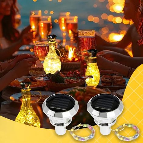 Solar Wine String Lights, 6 Cork String Lights Décoration de bouteille de vin solaire imperméable, éclairage doux et agréable (1/4)