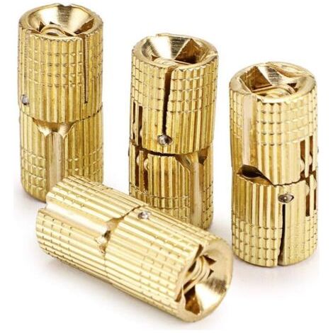 Lot de 4 charnières dissimulées en laiton de 10 mm, charnières dissimulées pour meubles, angle d'ouverture à 180 degrés (1/5)