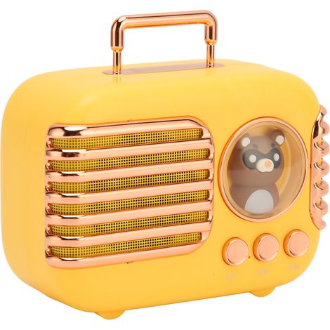 Enceinte Bluetooth 5.0 5 W stéréo compatible carte mémoire, mini-enceinte portable sans fil pour MP3, téléphones portables et ordinateurs portables (jaune) (1/4)