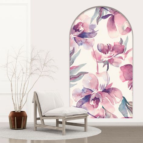 Stickers Trompe l'oeil Arche - Voute - Fleurs - 60 x 105 cm (1/5)
