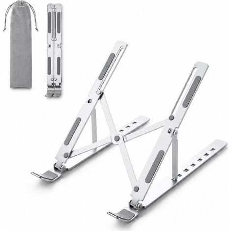 Support ordinateur portable réglable – Argent – Jusqu’à 17 pouces – Ergonomique – Bureau (1/5)
