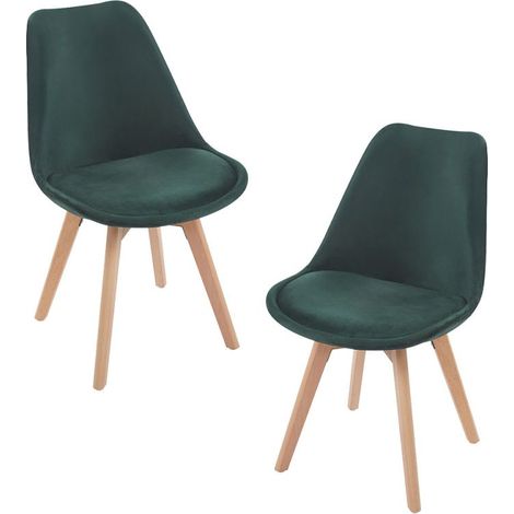 Packs Sillas Comedor - Pack 2 Sillas Synk Terciopelo - Verde oscuro (1/5)