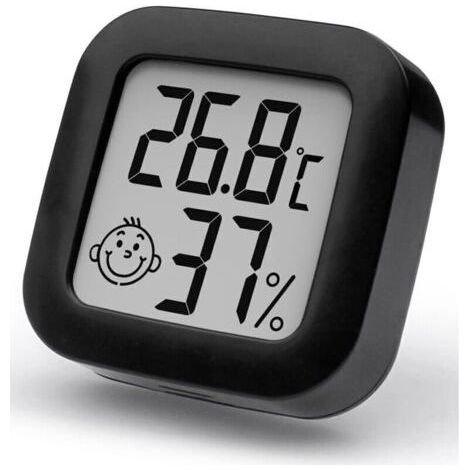 Mini High Precision Digital Indoor Thermometer Hygrometer, Temperature Monitor and Humidity Meter, Thermo Hygrometer Comfort Level Indicator (1, Black, 4.3cm4.3cm) (1/4)