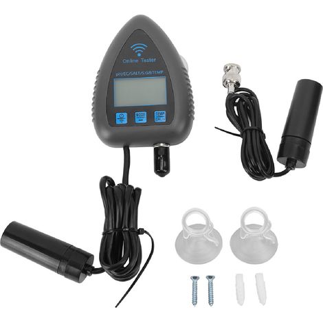 Analyseur qualité eau 5 en 1 WiFi pH EC Salinité SG Temp connecté Tuya application mobile surveillance continue plug UK (1/5)