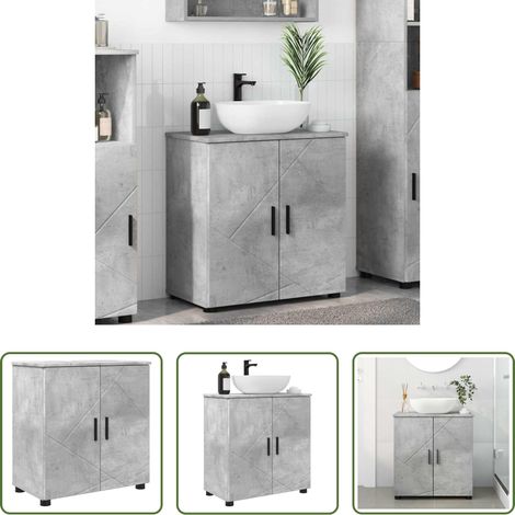 vidaXL Meuble salle de bain - Cabinet de salle de bain avec porte Gris béton 61 x 35 x 64 cm (1/5)