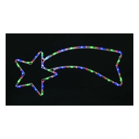 STELLA COMETA MULTICOLORE /RGB IN TUBO LUMINOSO 70 CM NATALE ADDOBBO USO ESTERNO