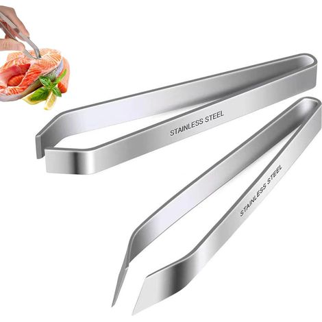 2PCS Pince à Désarêter,Pince à Arêtes de Poisson Inox,Pincette Arrete Poisson Inclinée et Plate pour Désarêter,Plumes Volaille,Ustensile Antirouille Précis et Résistant pour Cuisine Pro ou Domestique (1/5)