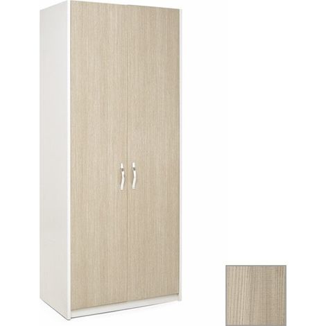 2-türiger Kleiderschrank mit weißem Gehäuse und ulmefarbener Front Cm 91x52xH 210 (1/5)