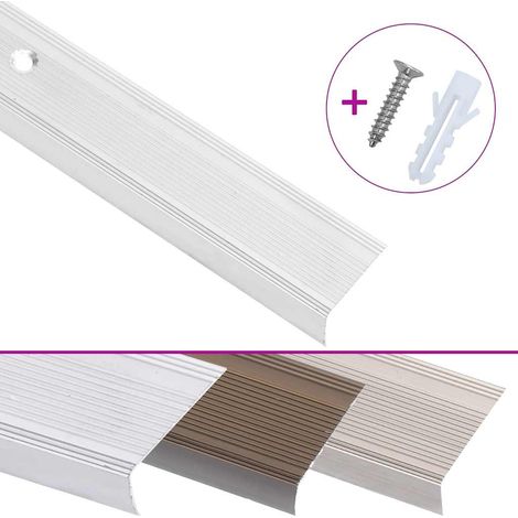 Nez de marche forme en L 15 pcs aluminium 90 cm argenté (1/5)