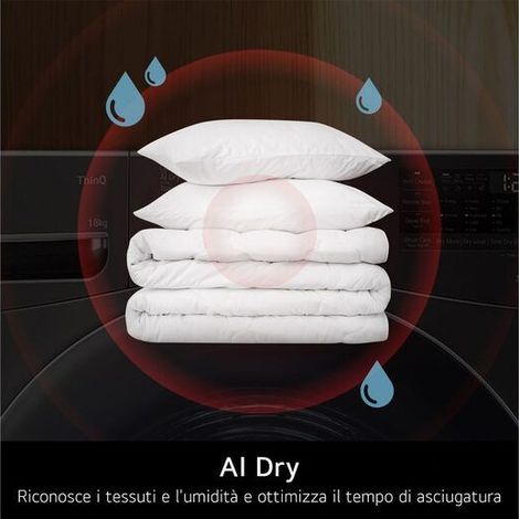 LG RNX5009TWBB Serie X5 Asciugatrice Libera Installazione 9 Kg, Pompa Di Calore Dual Inverter, Turbo Dry, AI Dry, Wi-Fi, Allergy Care, Classe B, Bianco (1/5)