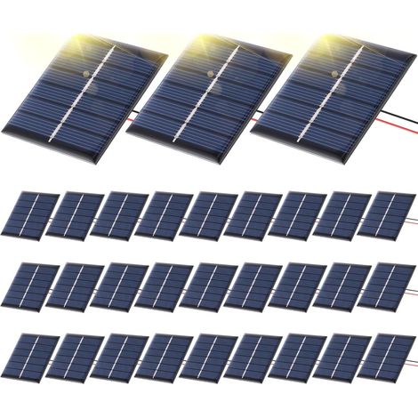 Kanayu 30 Mini-Solarmodule 3V 120mA, kleine polykristalline Solarzellen, DIY-System-Kits, Epoxid-Panel-Modul, Photovoltaikzellen, Ladegerät 60 x 55 mm, für Lampen, Handy-Ladegeräte, Taschenlampen (1/5)
