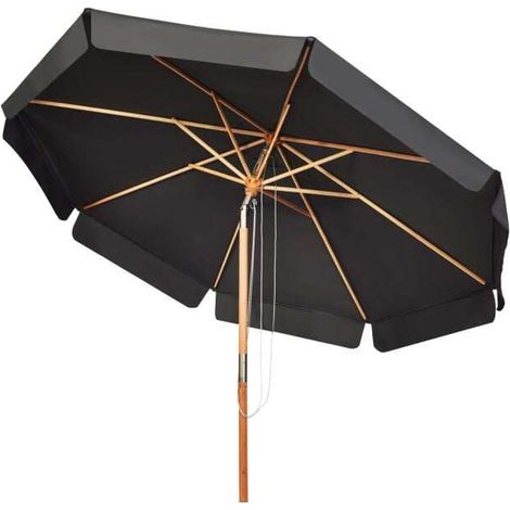 300 CM Patio Market Table Umbrella with Adjustable Height and Angle-Black (1/5)