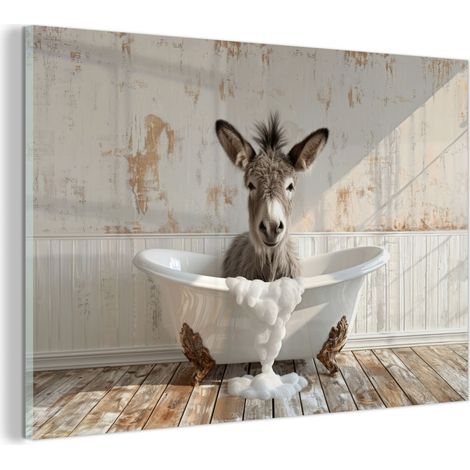 TABLEAU EN PLEXIGLAS Âne - Animaux - Baignoire - Mousse Décoration Murale 120x80 (1/5)