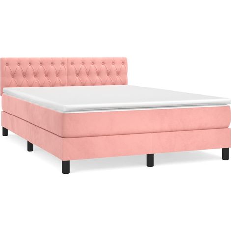 Maison Exclusive - Giroletto a Molle con Materasso Rosa 140x190 cm in Velluto (1/5)