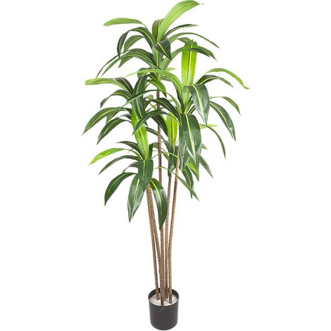 Arbre de jardin artificiel, 180 cm, 5 troncs, bois de fer brésilien, avec troncs et feuilles réalistes, grande plante verte artificielle pour salon, chambre, bureau - Vert (1/5)