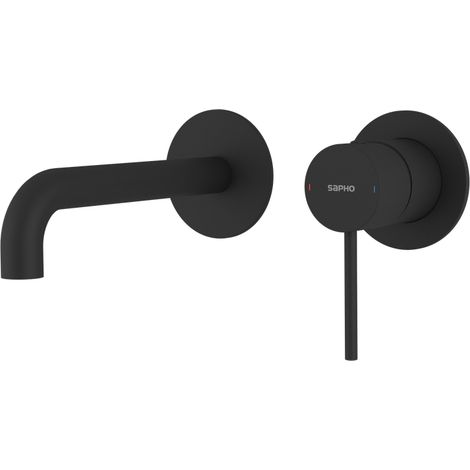 Mitigeur lavabo 2 trous à encastrer ULTRAMIX, bec 20cm, noir mat (1/3)