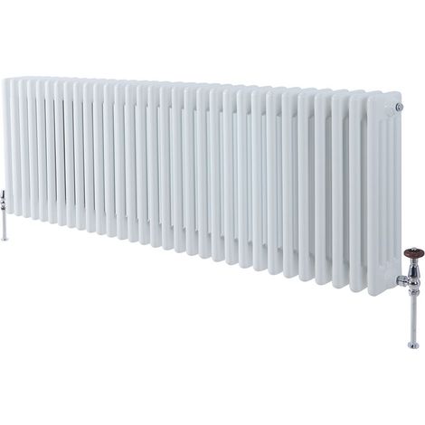 Milano Windsor White Cast Iron Style Four Column Horizontal Radiator - 600mm x 1415mm (1/4)