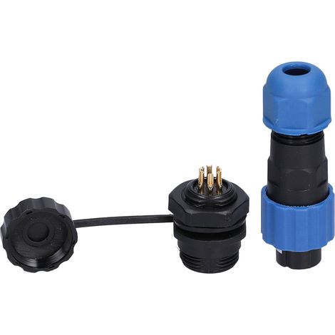 Connecteur aviation mâle femelle IP68 soudure laiton doré PA66 PPS étanche robuste antioxydation pour équipement communication alarme 6 broches 250V 5A (1/5)