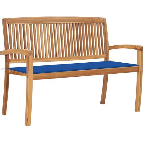 Stapelbare Gartenbank mit Auflage 128,5 cm Massivholz Teak (1/5)