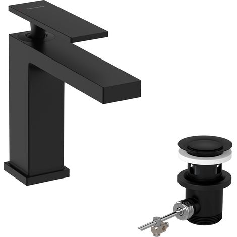 Hansgrohe Tecturis E - Grifo de lavabo, con desagüe, EcoSmart, negro mate 73010670 (1/2)