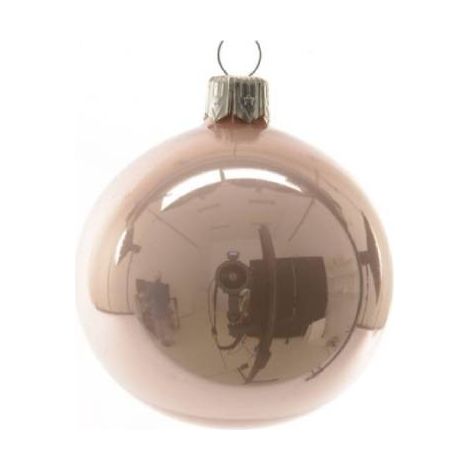 Box Da 6 Decorazione Albero Di Natale Pallina In Vetro Rosa Lucido Cm 6
